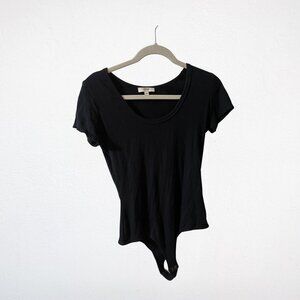 Agolde Black Scoop Neck Short Sleeve Body Suit